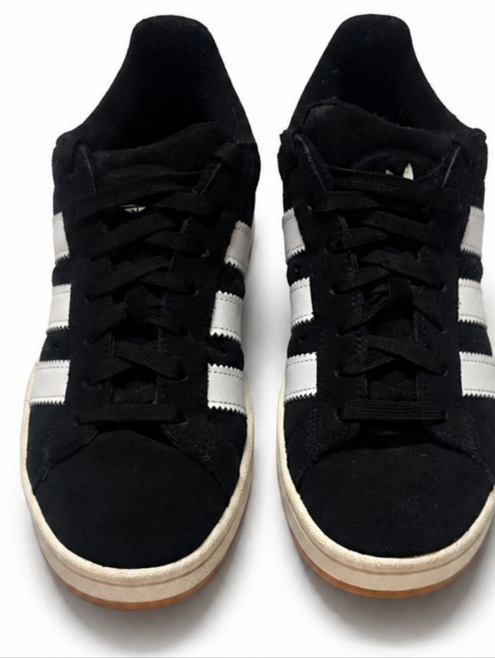 Adidas Campus Black Suede Sneakers White Stripes Women’s 8.5 - Gently Used - Picture 3 of 9